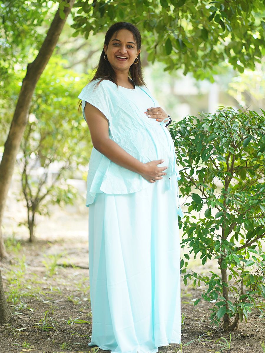 Maternity full Gown (Linda Blue)