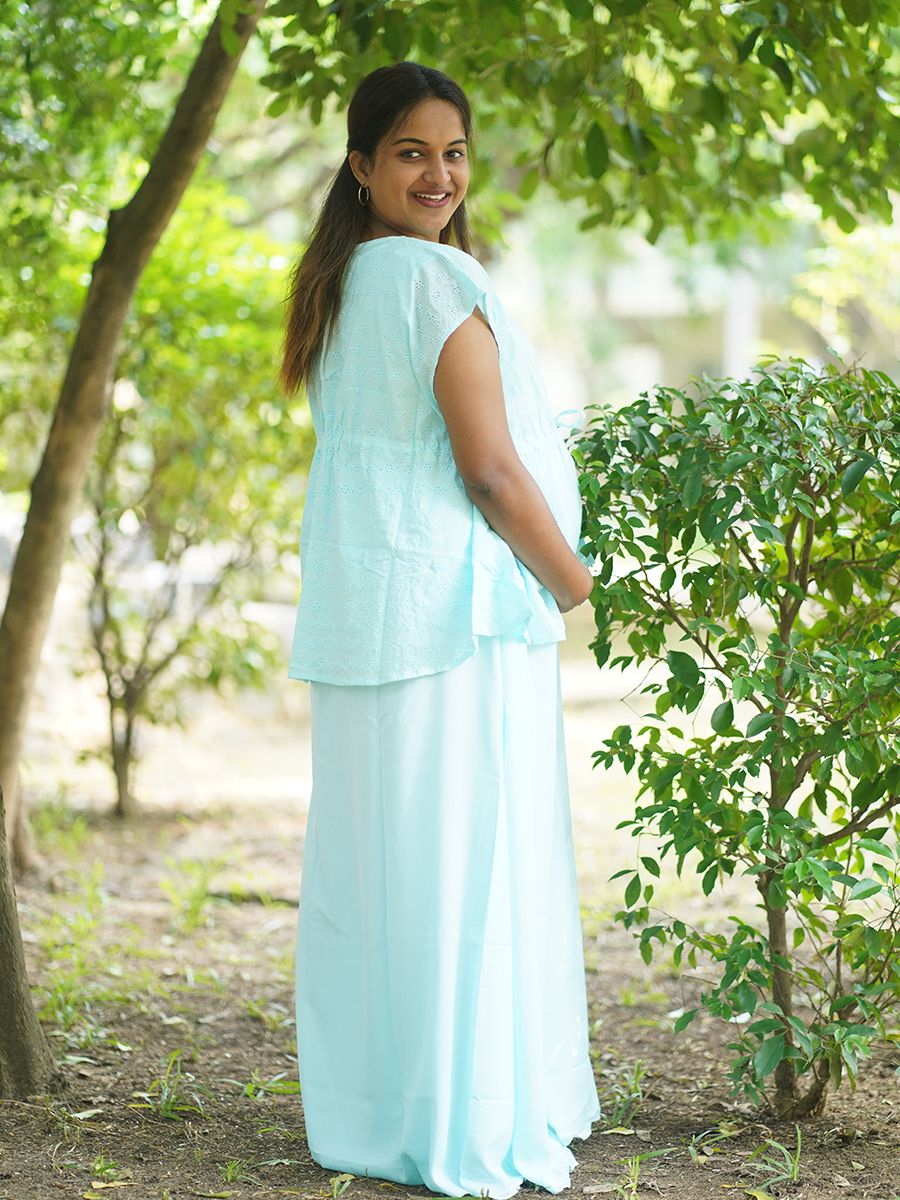 Maternity full Gown (Linda Blue)