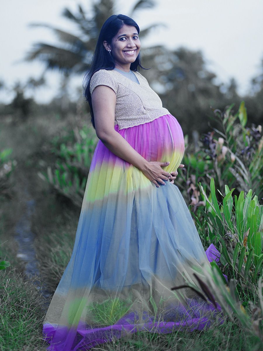 Multi color-Maternity Baby shower Gown