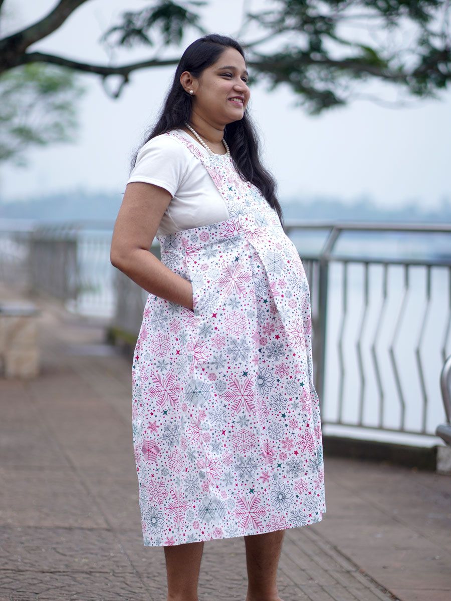 Maternity Midi Dress Dangree Multi Printed ZIVAMOMS Maternity Midi Dress Dangree Multi Printed ZIVAMOMS