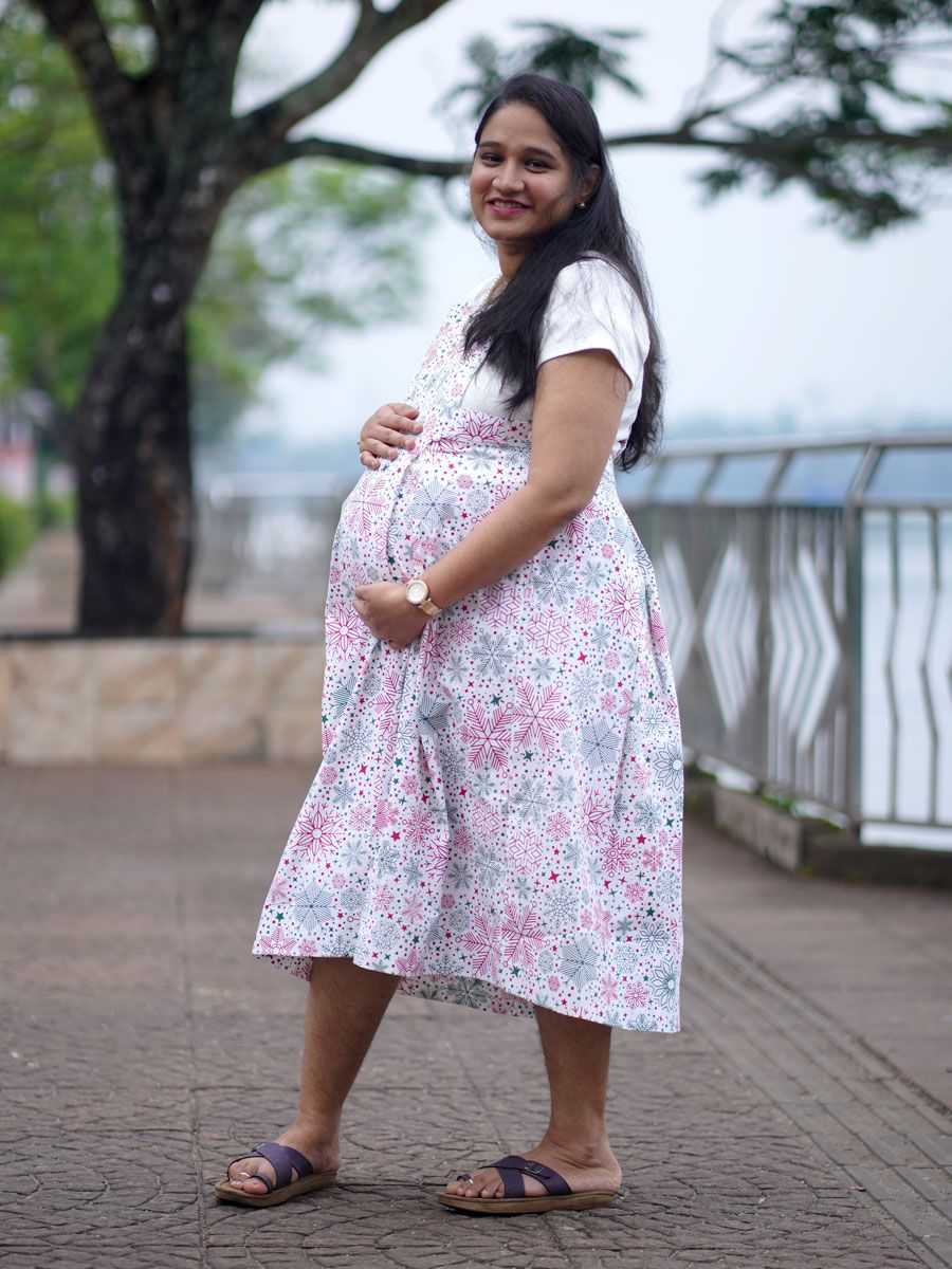 Maternity Midi Dress Dangree Multi Printed