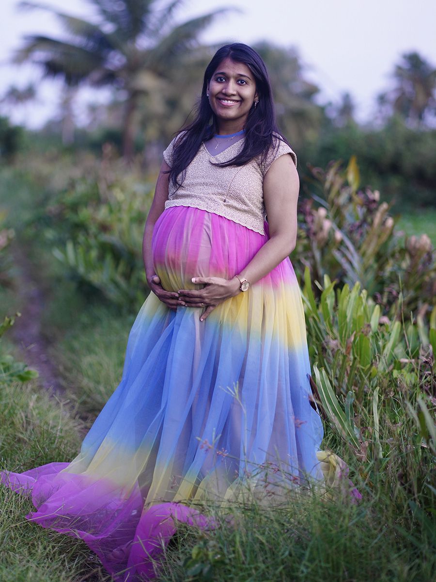 Multi color-Maternity Baby shower Gown