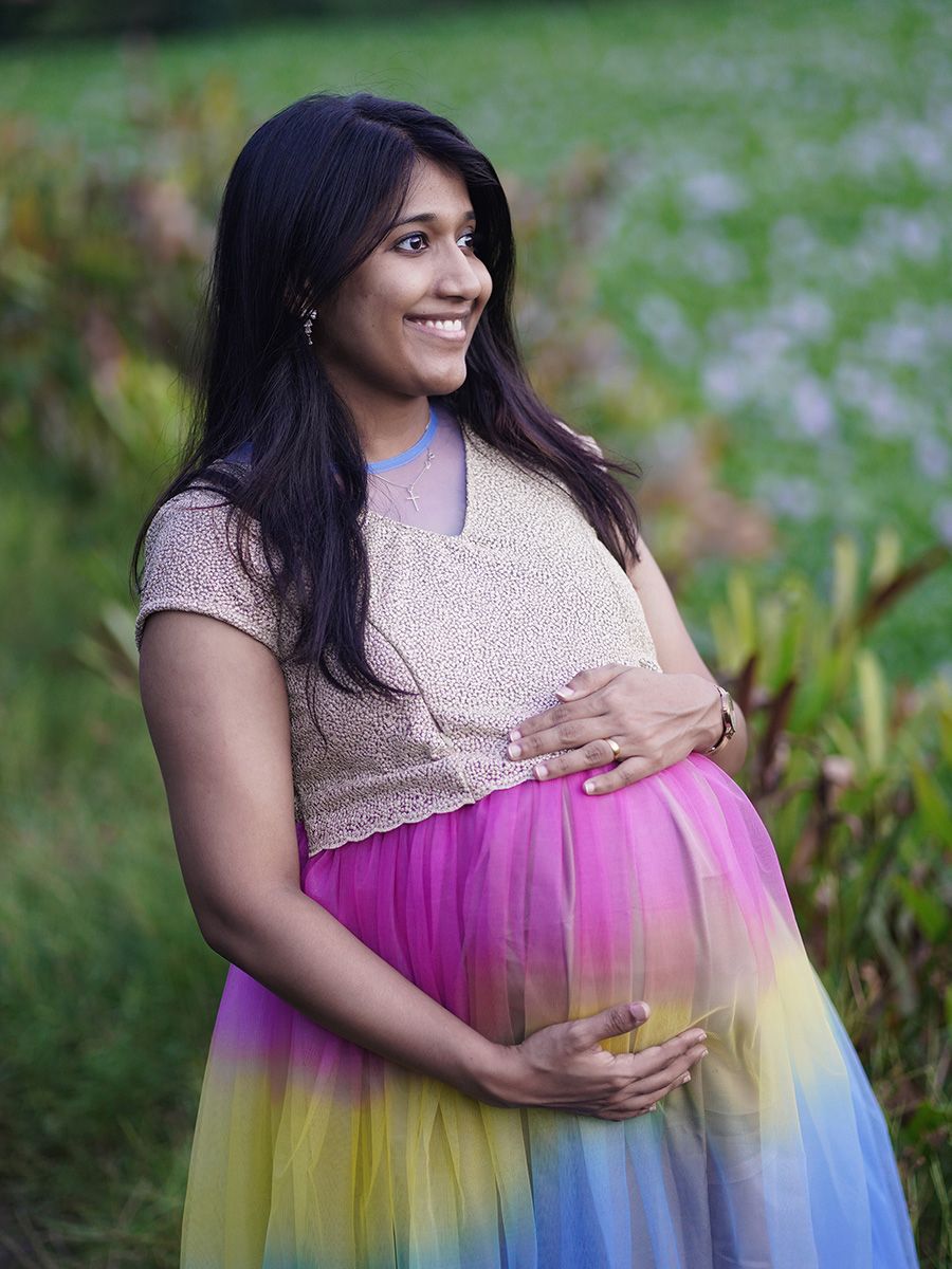 Multi color-Maternity Baby shower Gown