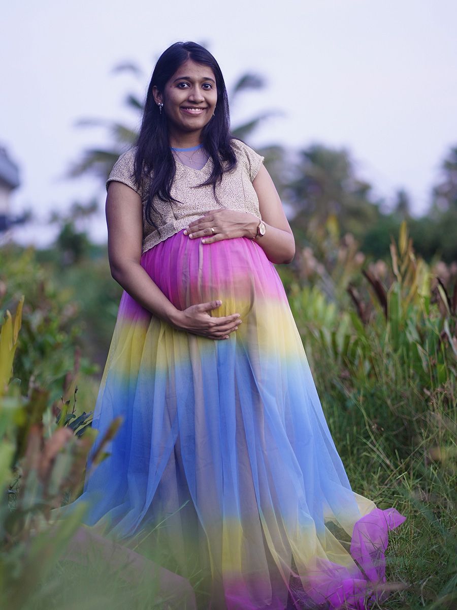 Multi color-Maternity Baby shower Gown