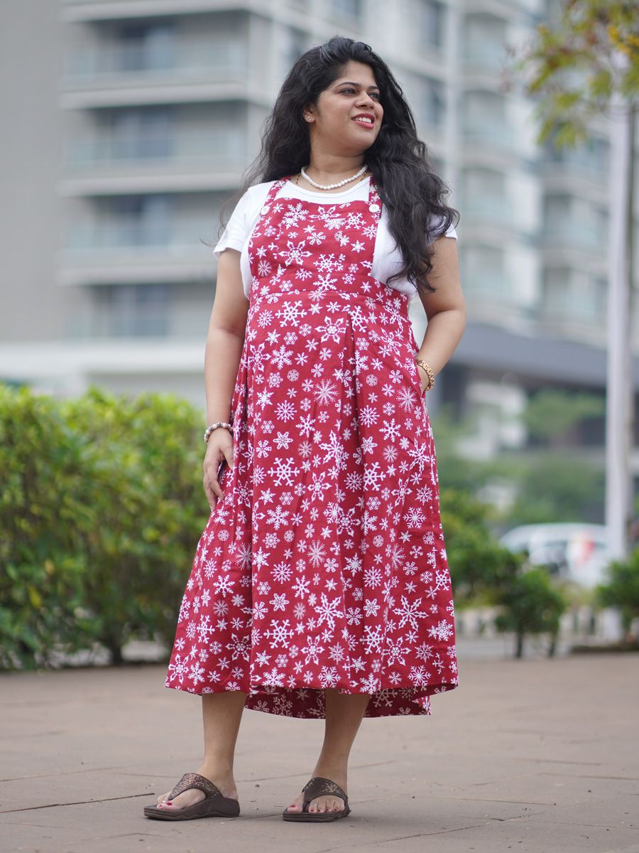 Maternity Midi Dress Dangree Blossom Red