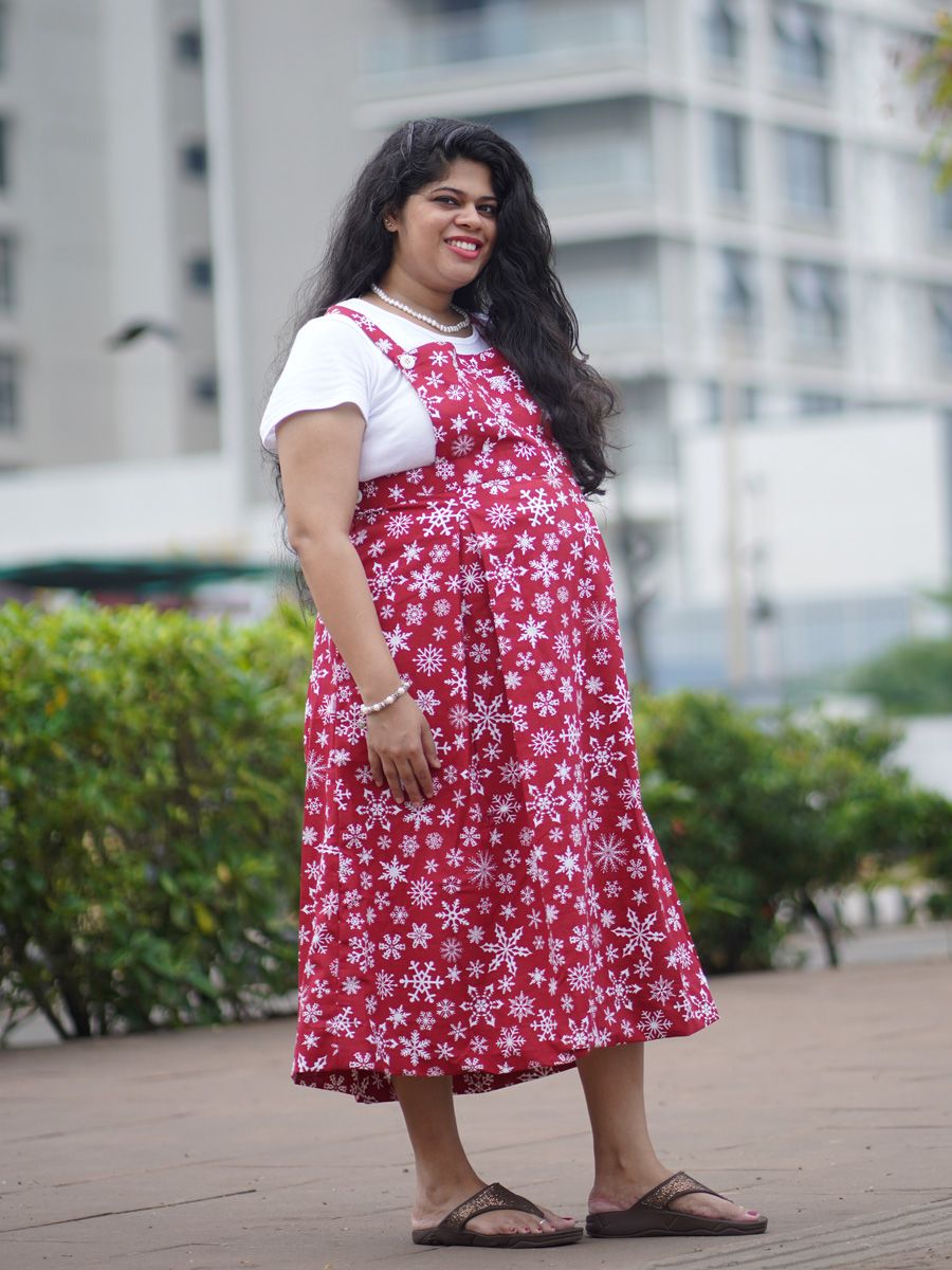 Maternity Midi Dress Dangree Blossom Red