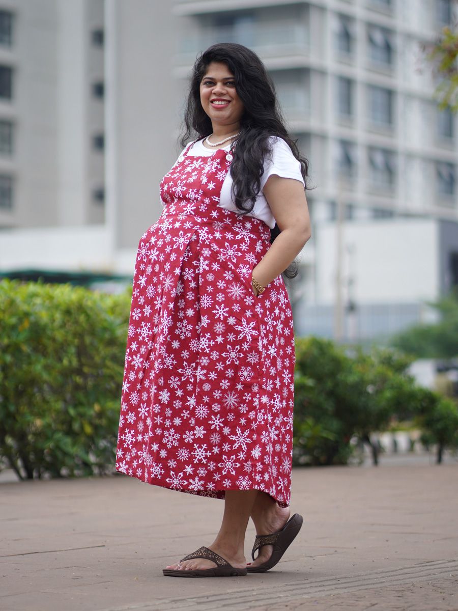 Maternity Midi Dress Dangree Blossom Red