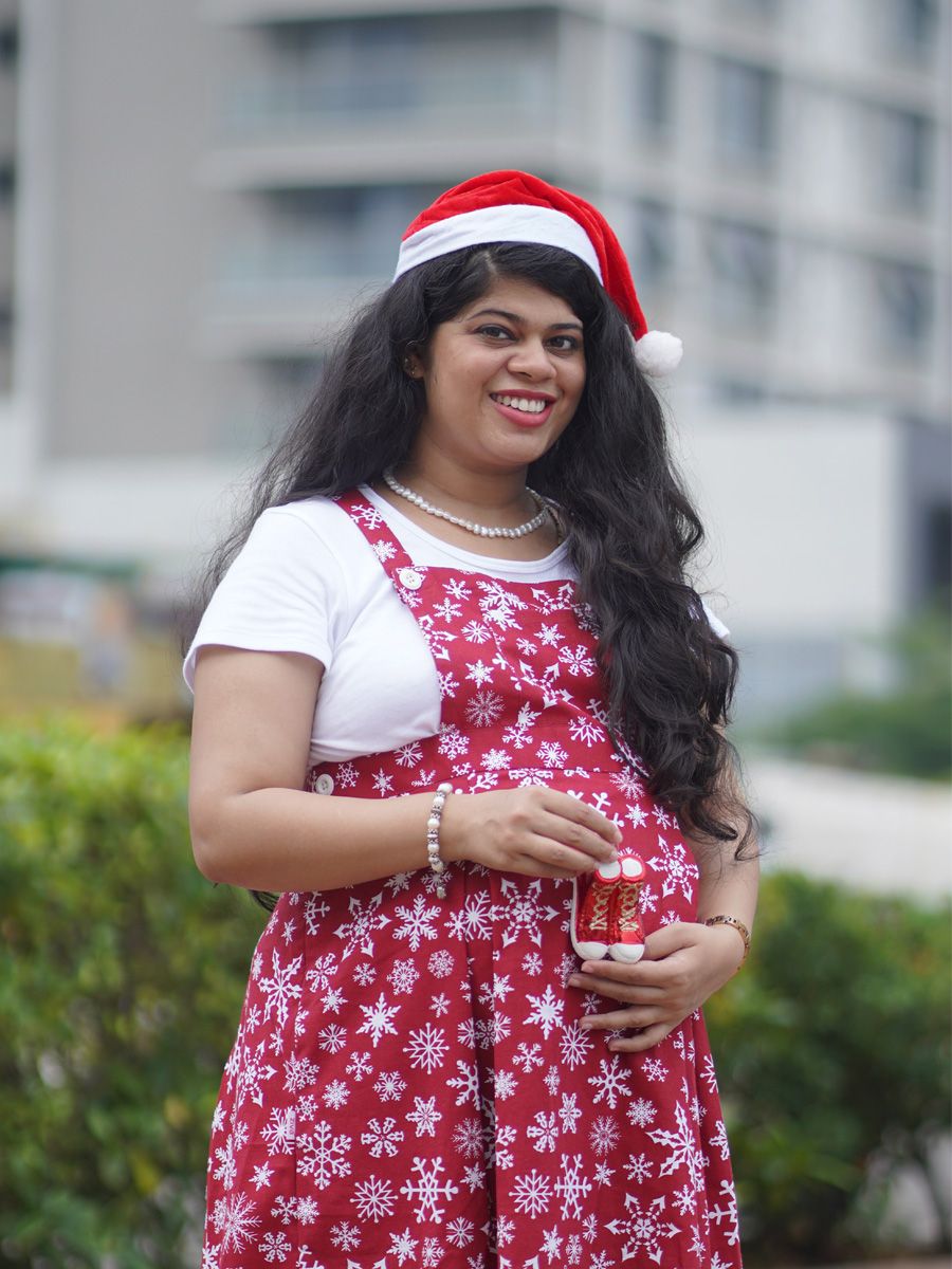 Maternity Midi Dress Dangree Blossom Red