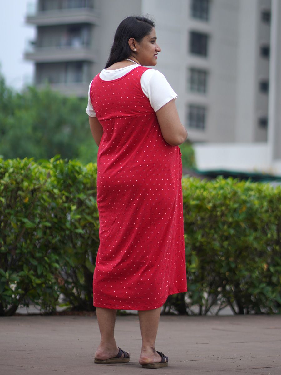 Maternity Midi Dress Knitted Red