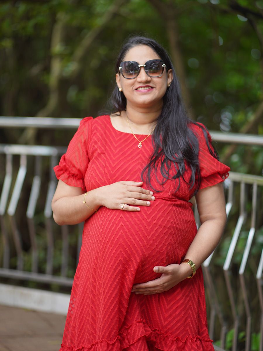 Maternity Midi Dress Georgette Red