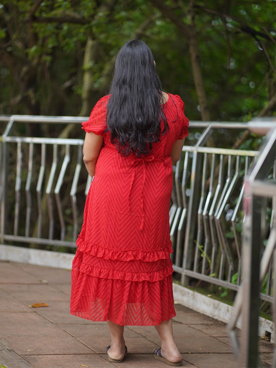 Maternity Midi Dress Georgette Red