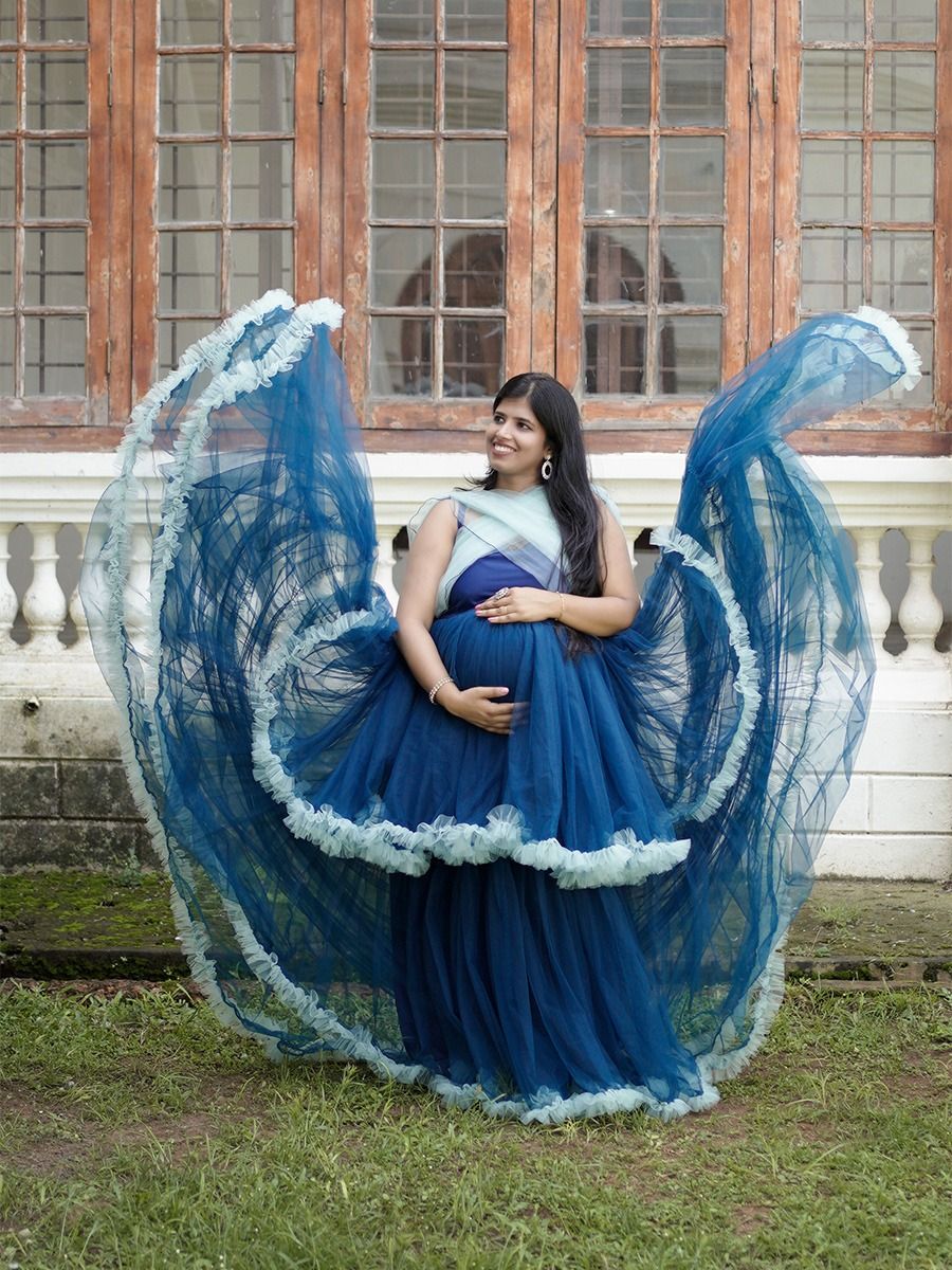 Maternity Baby Shower Blue with White Net