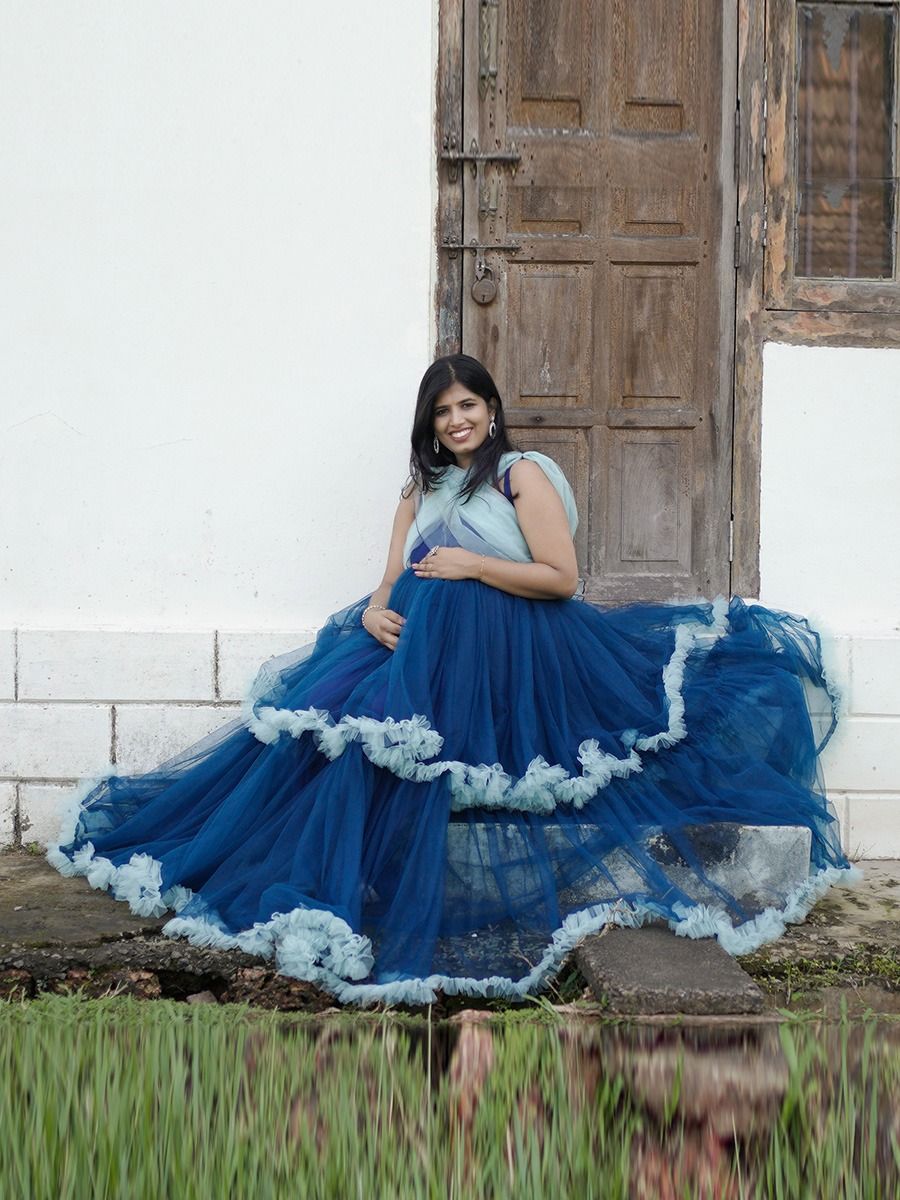 Maternity Baby Shower Blue with White Net