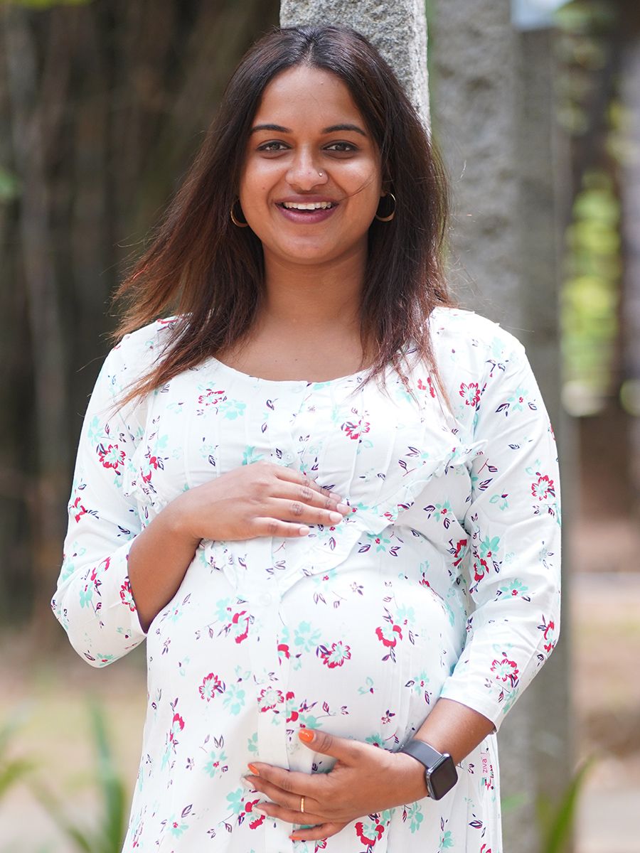 Maternity Long Nightie (Zamora Green)