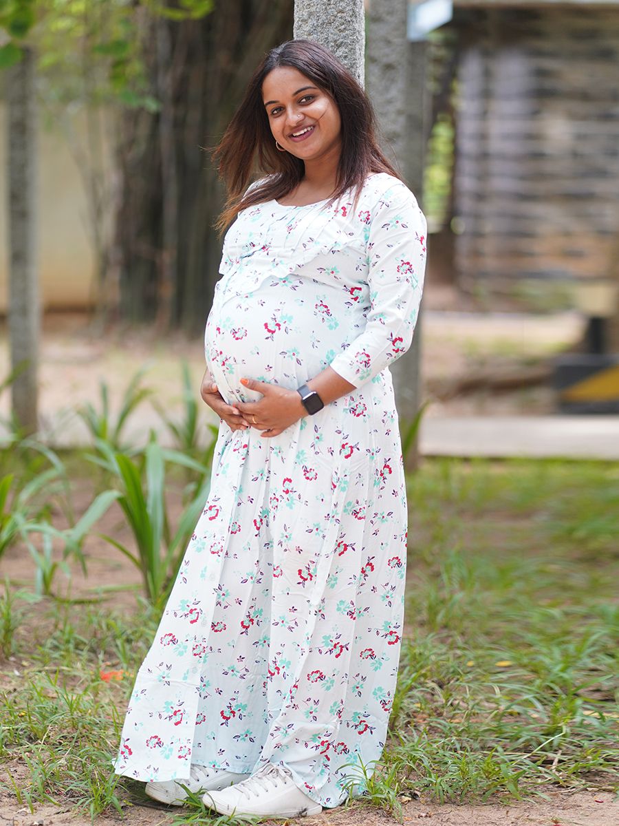 Maternity Long Nightie (Zamora Green)