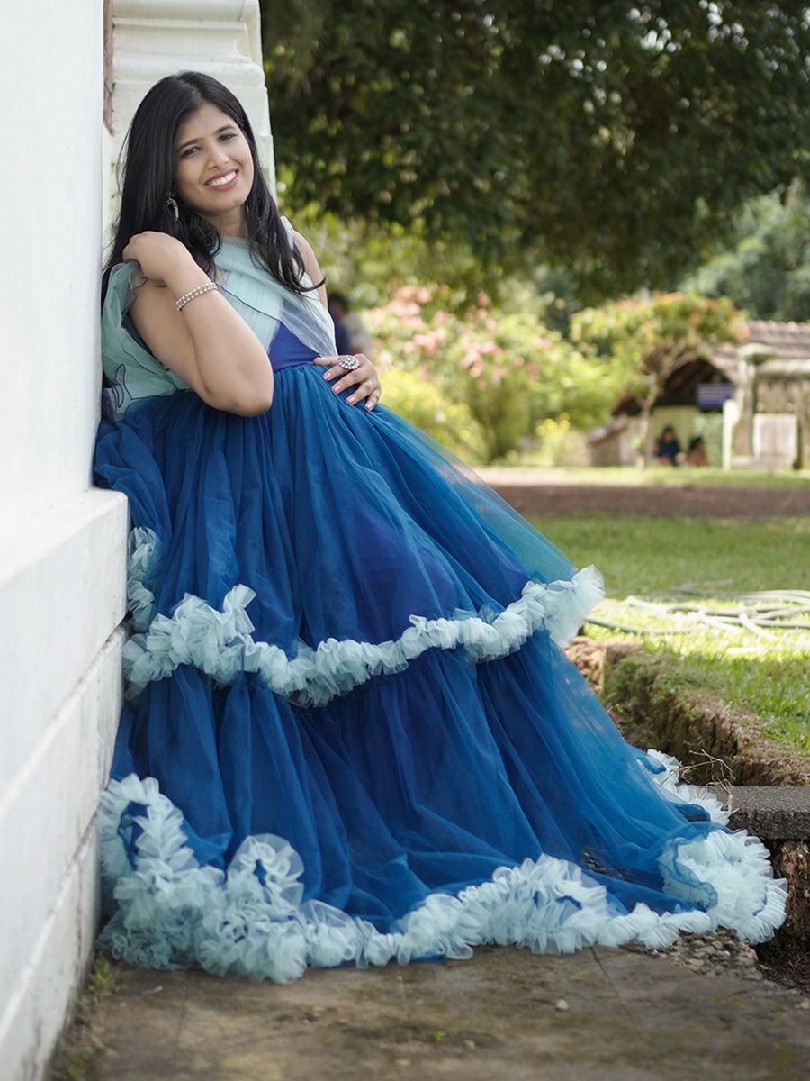 Maternity Baby Shower Blue with White Net