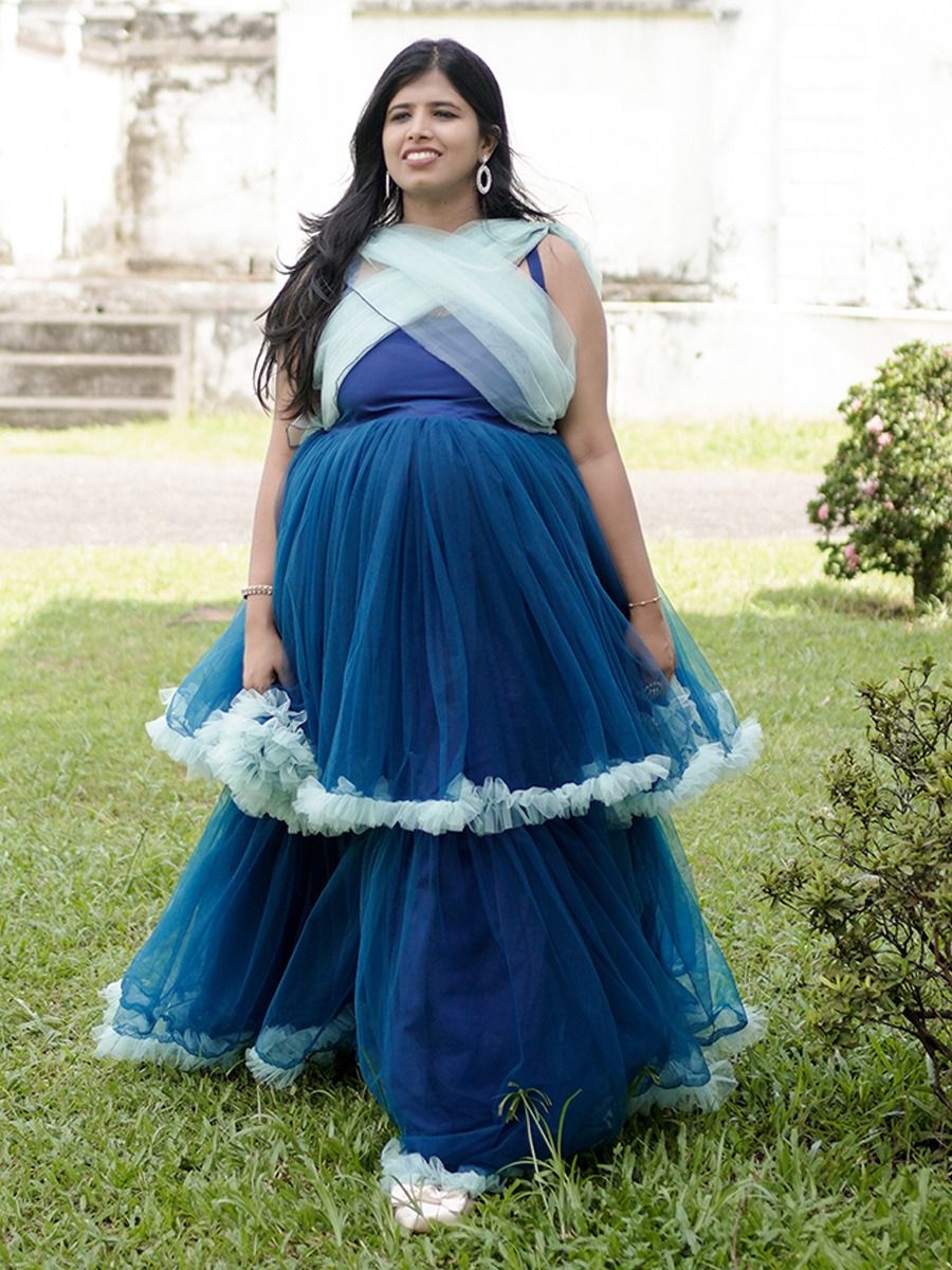 Maternity Baby Shower Blue with White Net