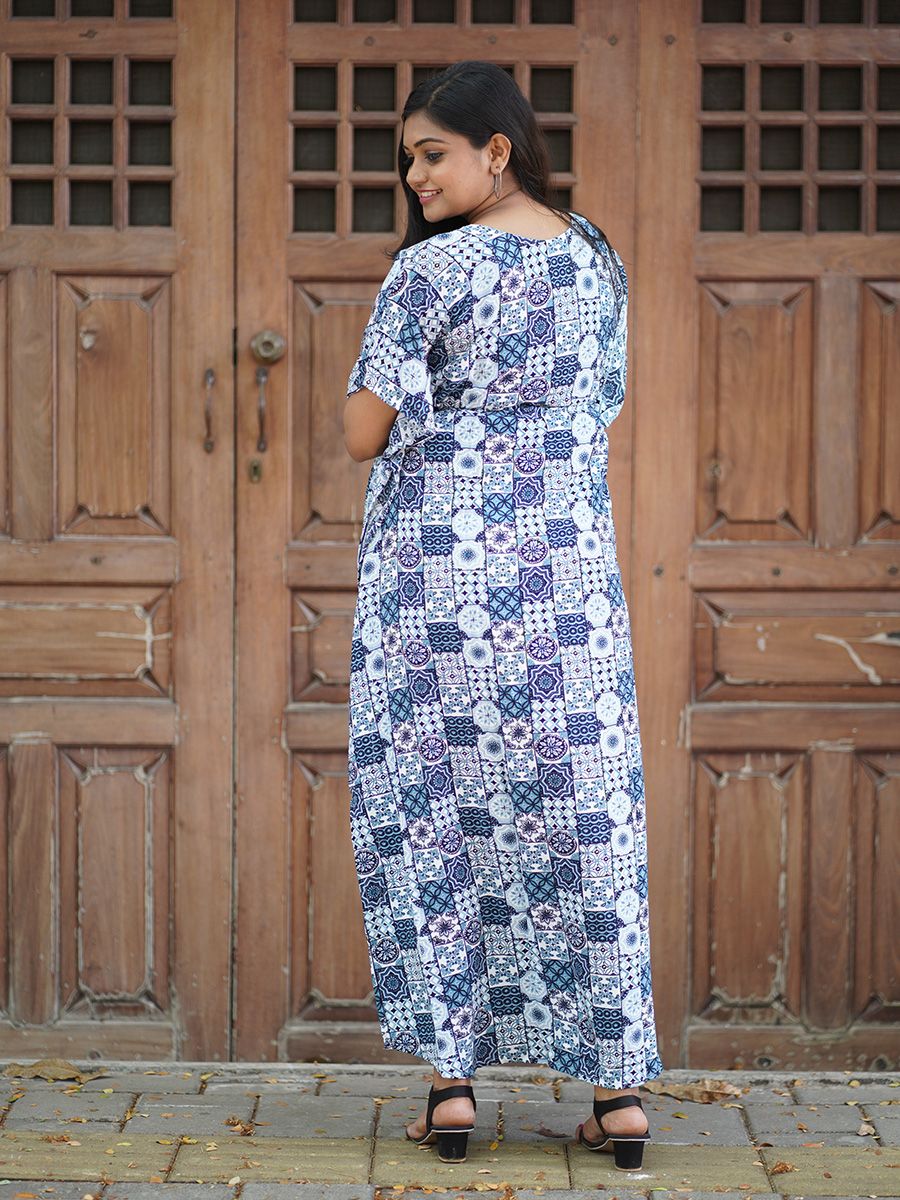 Maternity Full Night Gown- Kaftan (Blue)