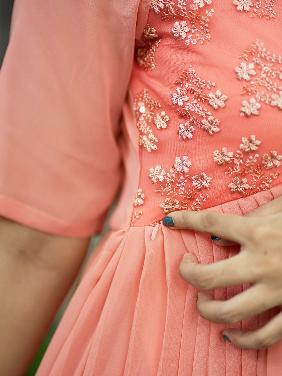 Maternity Party  Wear Short Dress- Peach