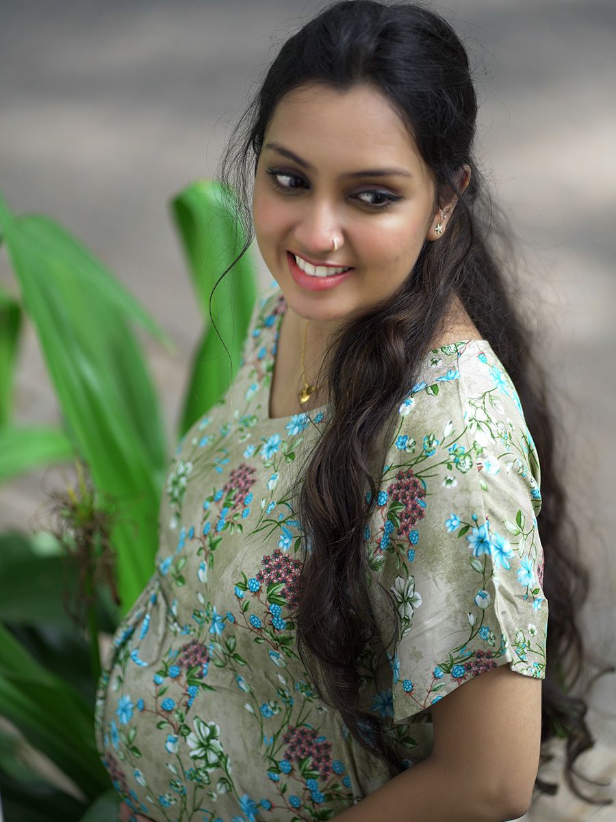 Maternity Short Night Gown Kaftan- Bex Grey