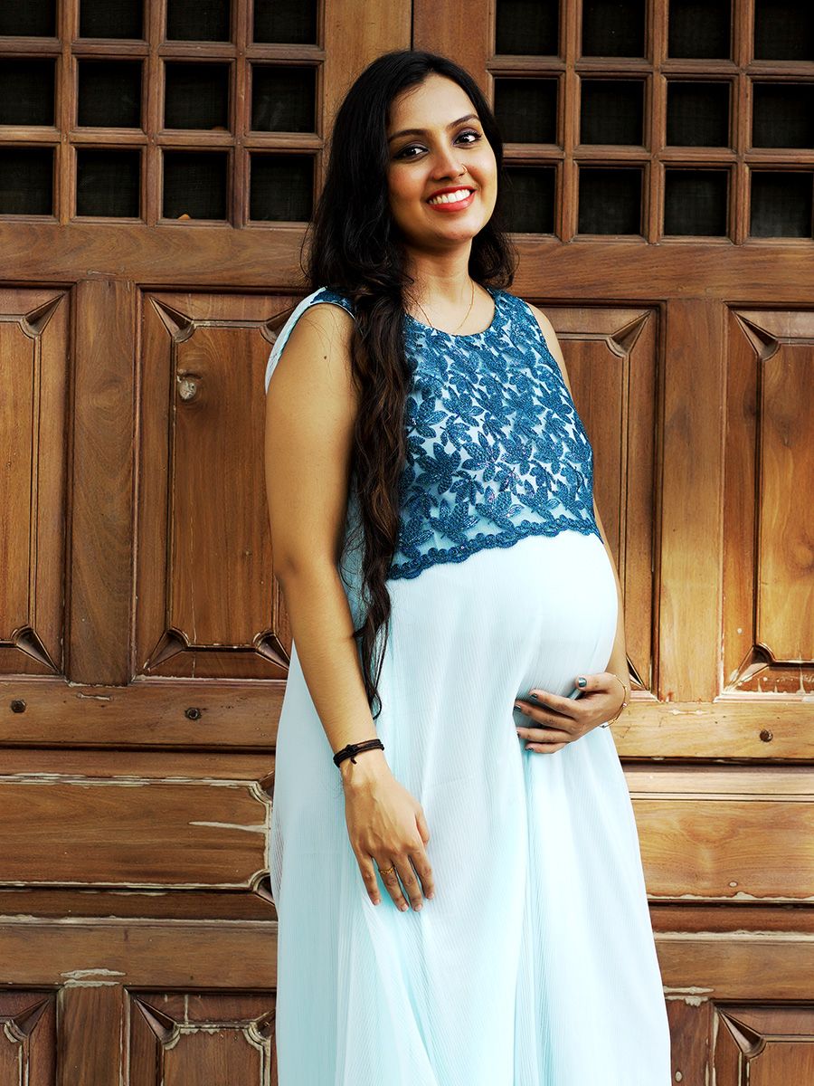 Photo shoot  Crushed net Gown- Blue