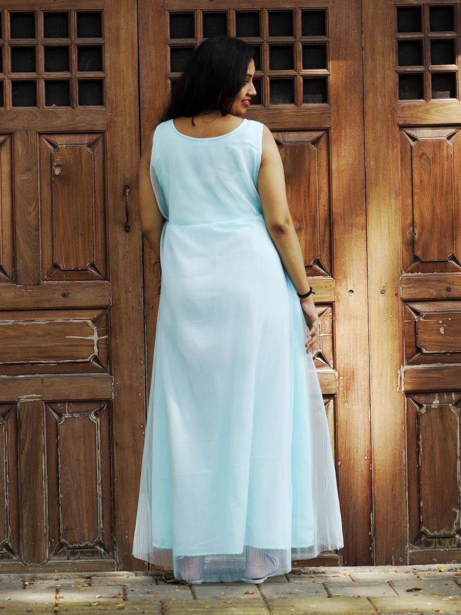 Photo shoot  Crushed net Gown- Blue