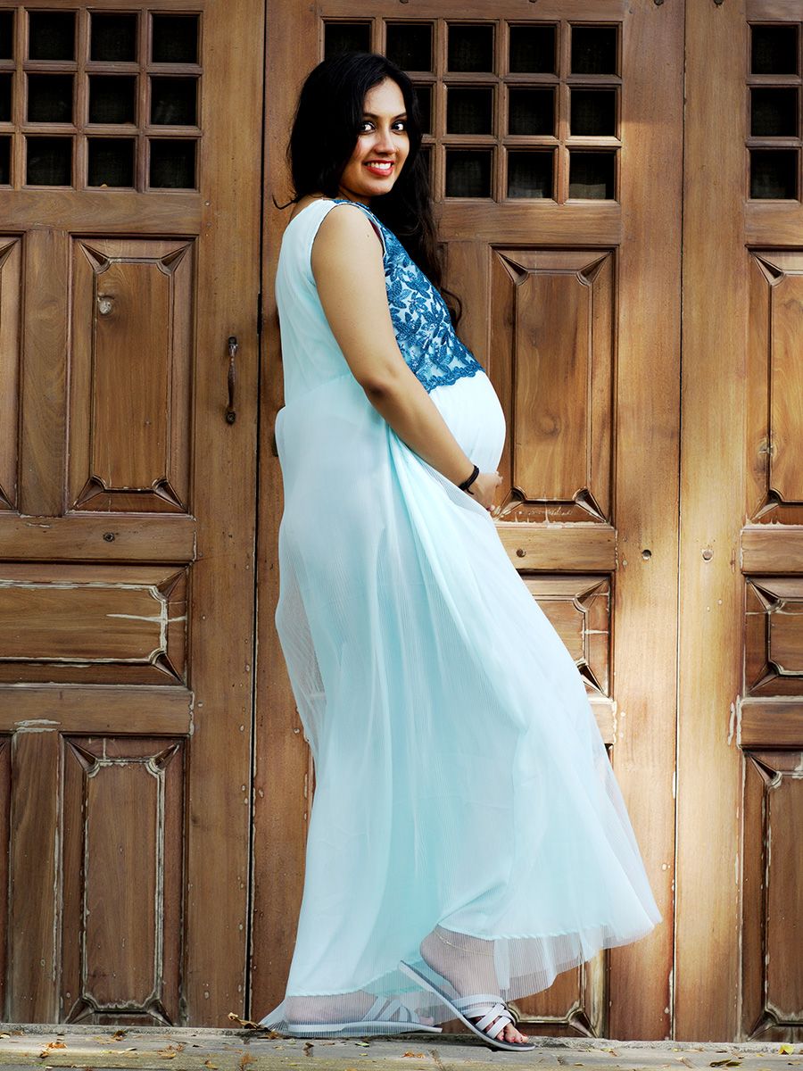 Photo shoot  Crushed net Gown- Blue