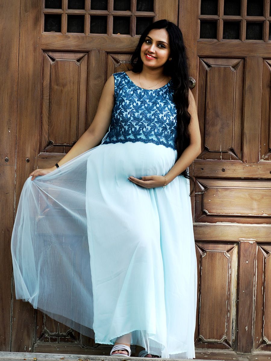 Photo shoot  Crushed net Gown- Blue