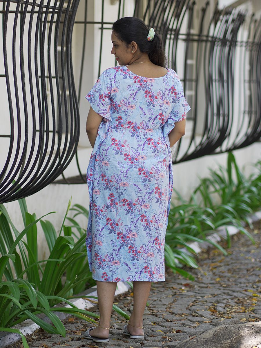 Maternity Short Night Gown Kaftan- Bex L Blue