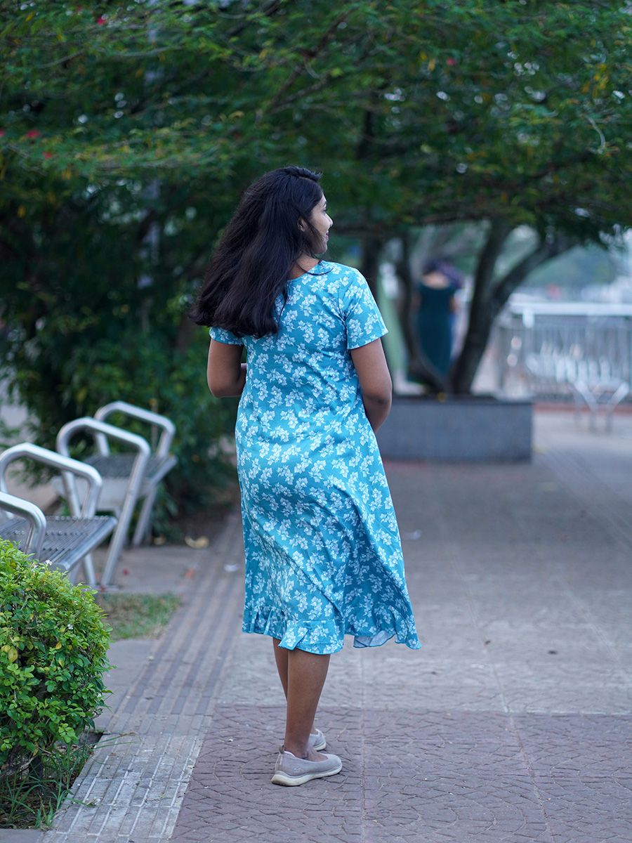 Maternity Short Night Gown- Dabe Blue