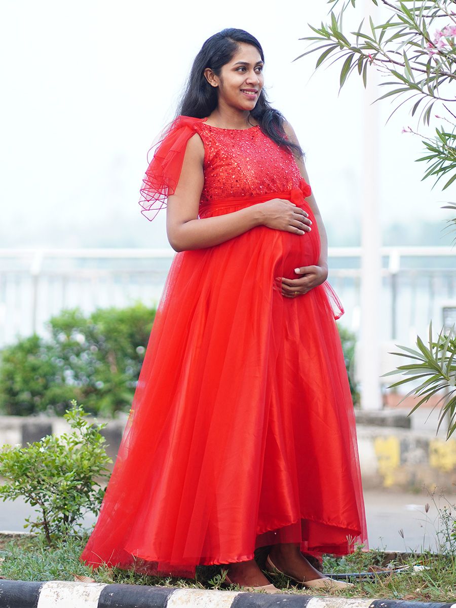 Baby Shower Net Red Gown