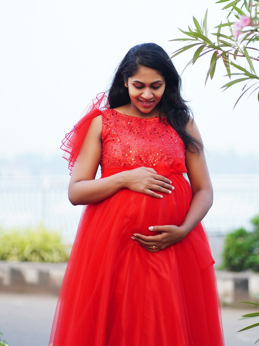 Baby Shower Net Red Gown