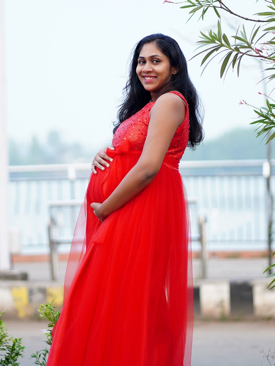 Baby Shower Net Red Gown