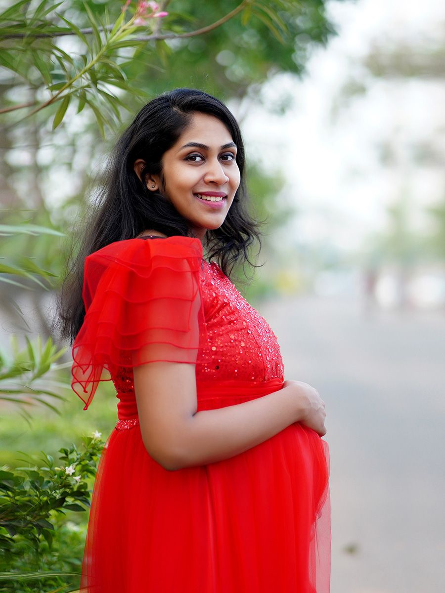 Baby Shower Net Red Gown