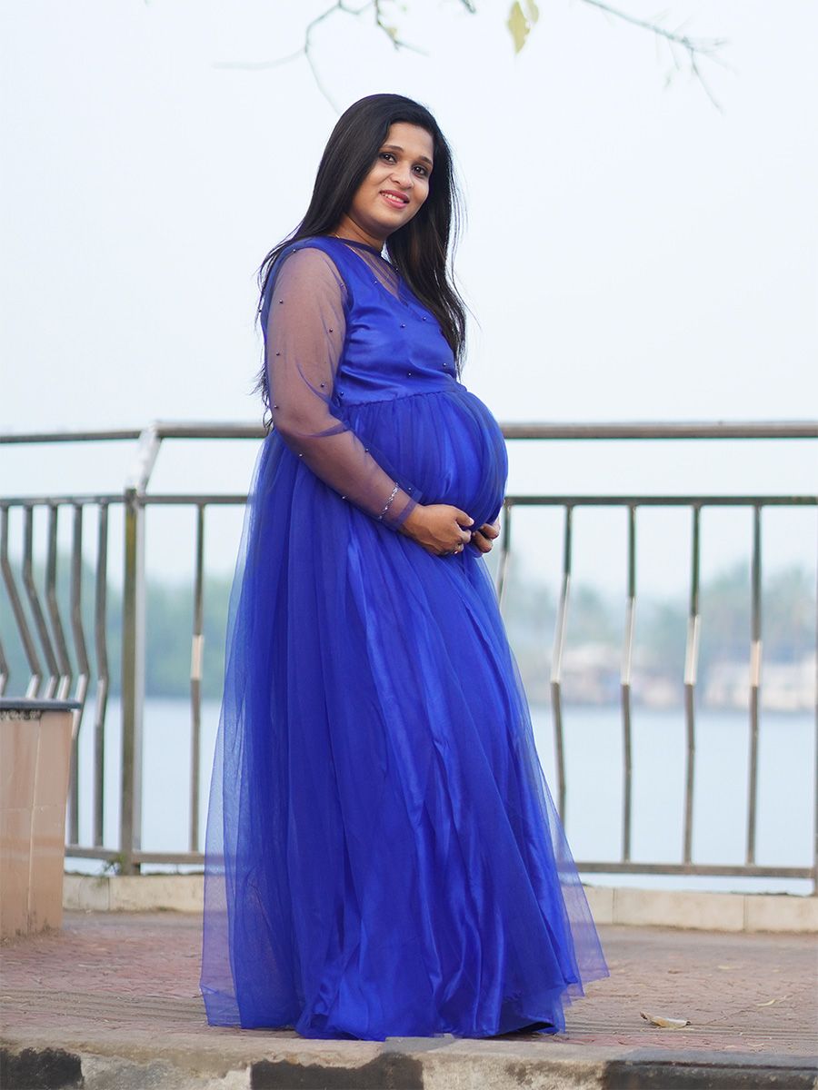 Baby Shower Dress Blue Bead Net