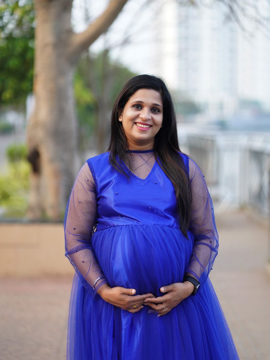 Baby Shower Dress Blue Bead Net