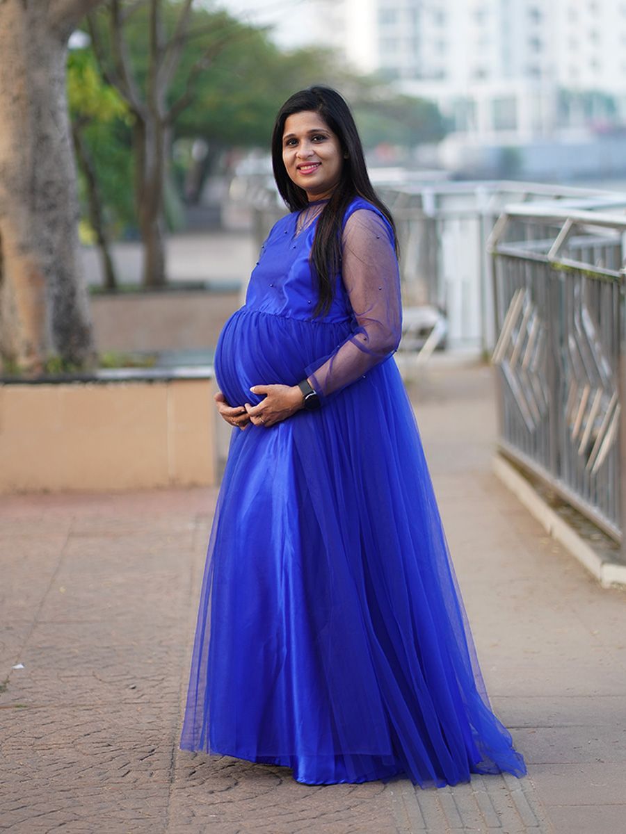 Baby Shower Dress Blue Bead Net