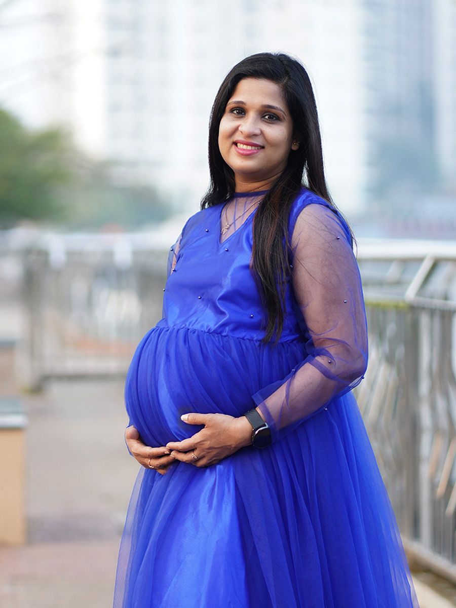 Baby Shower Dress Blue Bead Net