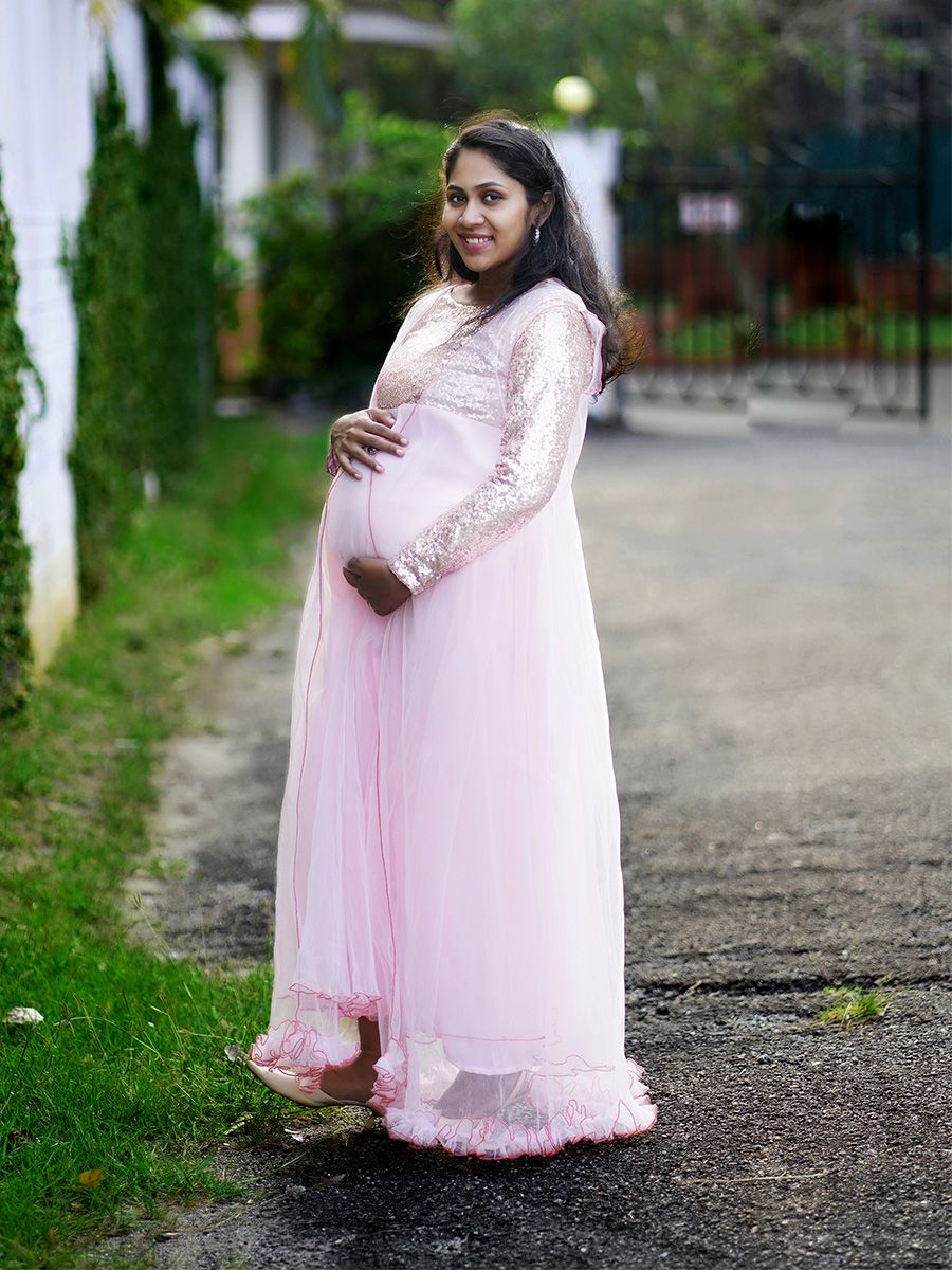 Baby Shower Pink Crushed Net Gown