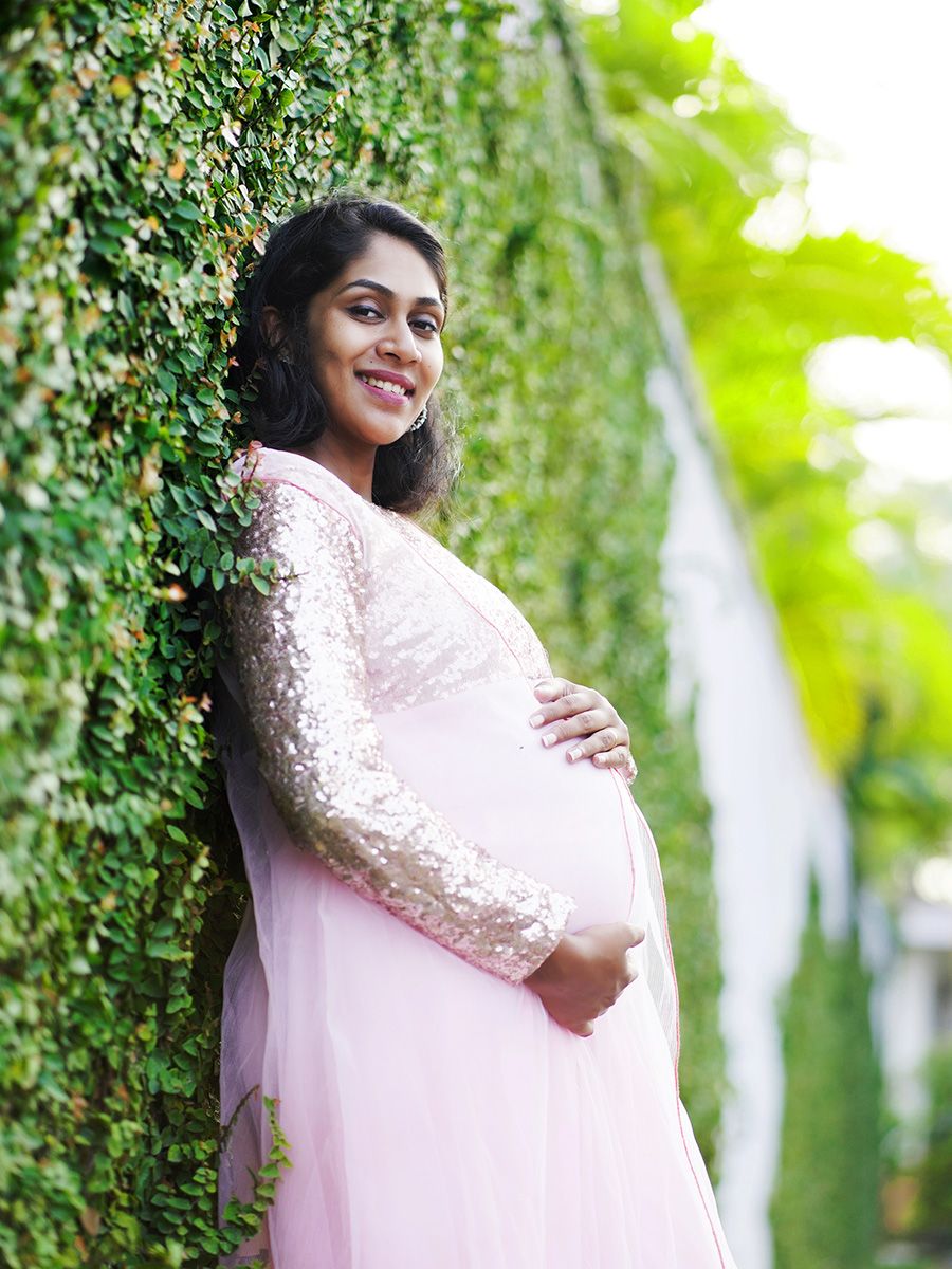 Baby Shower Pink Crushed Net Gown
