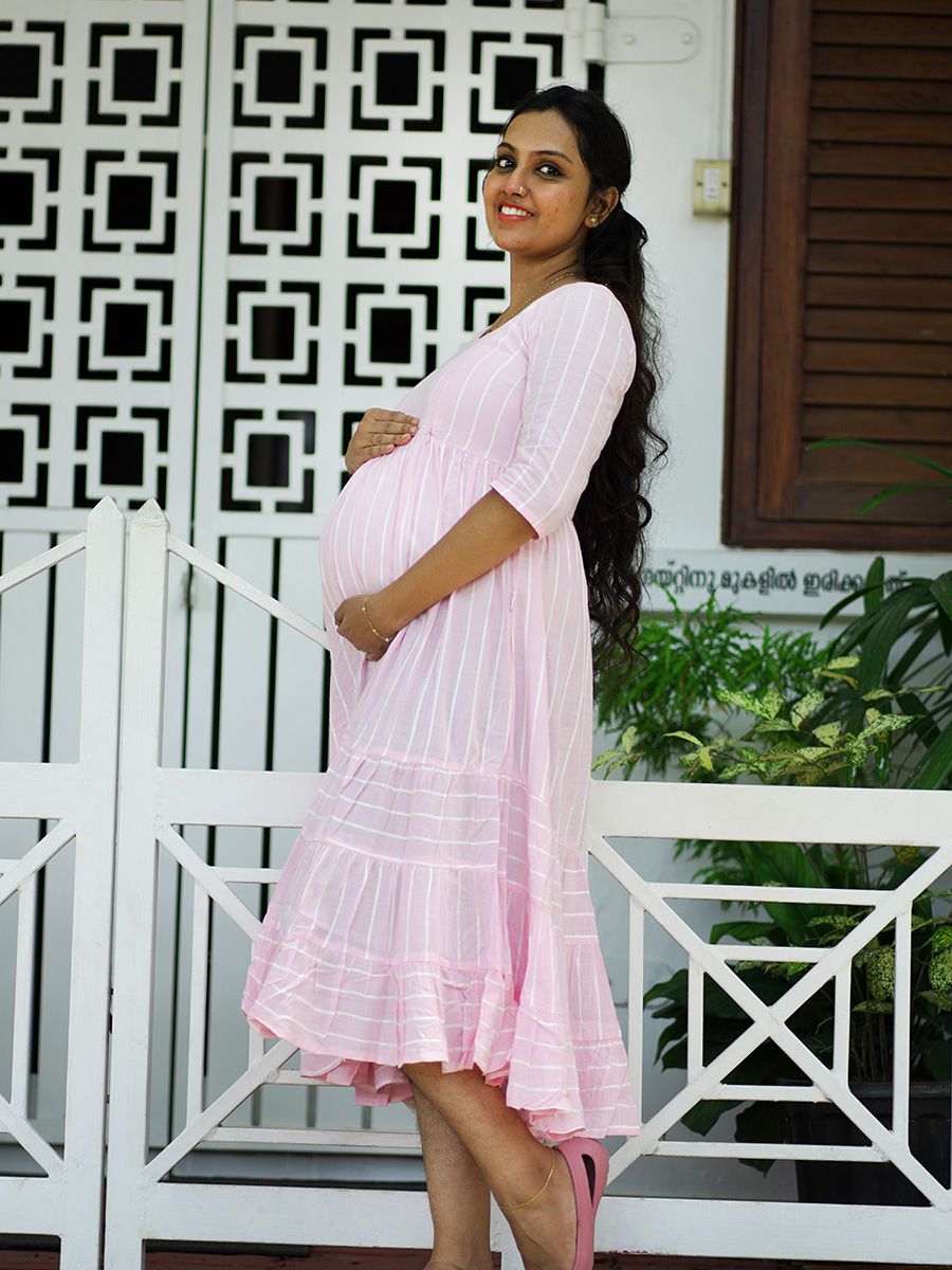 Maternity  Short Dress- Ari  Pink