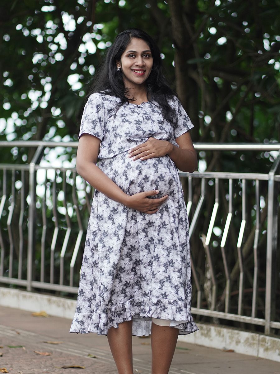 Maternity Short Night Gown- Dabe Black