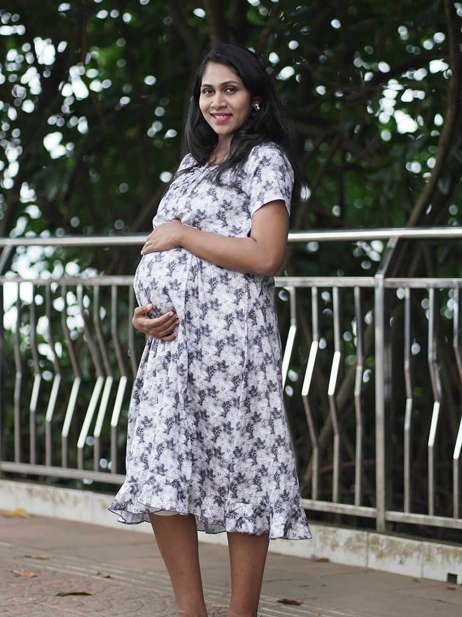 Maternity Short Night Gown- Dabe Black