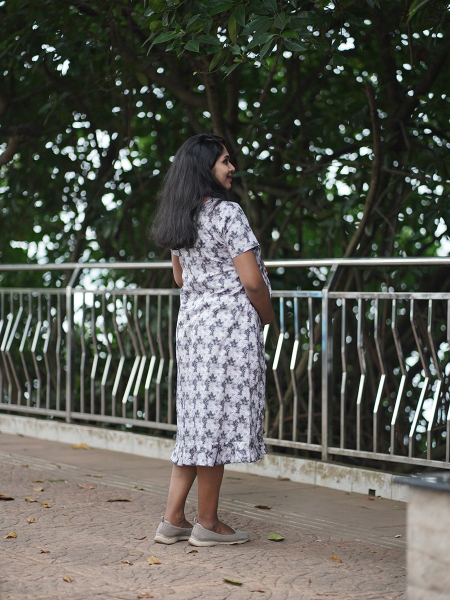 Maternity Short Night Gown- Dabe Black