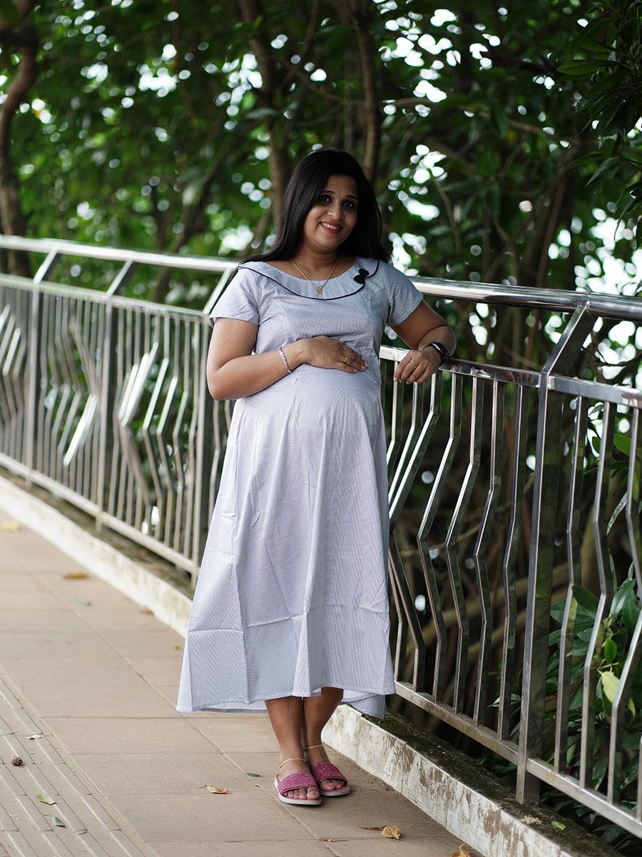 Maternity Short Night Gown-Maika White