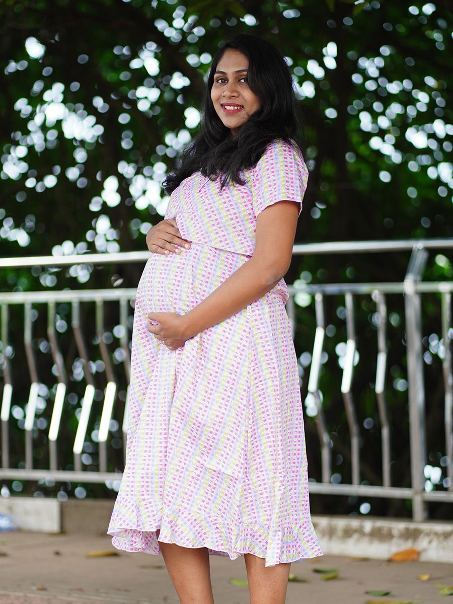 Maternity Short Night Gown- Dabe Pink