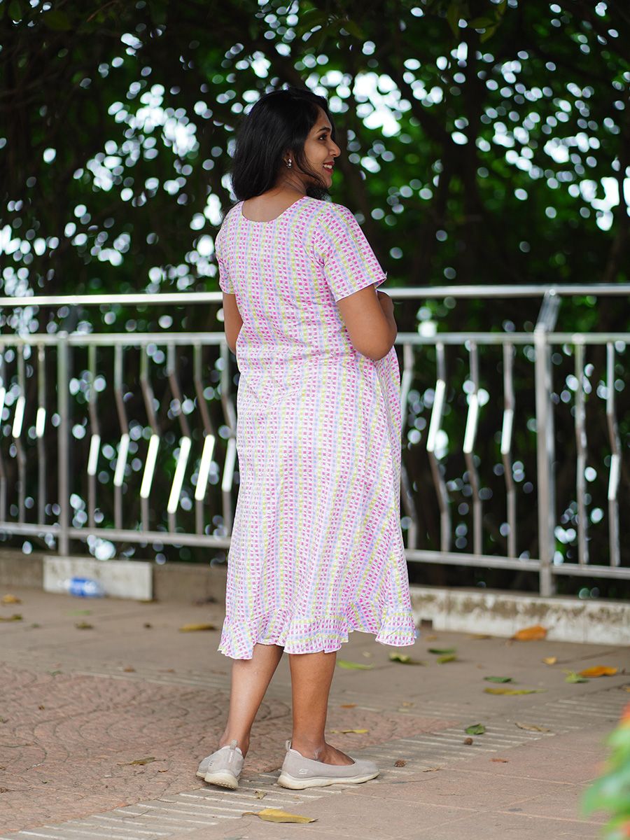 Maternity Short Night Gown- Dabe Pink