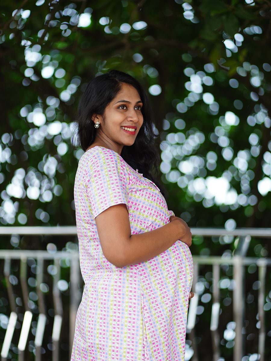 Maternity Short Night Gown- Dabe Pink
