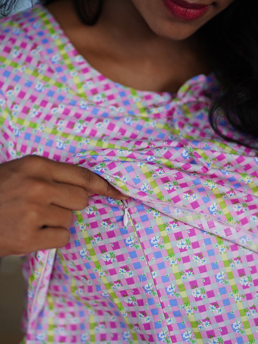 Maternity Short Night Gown- Dabe Pink