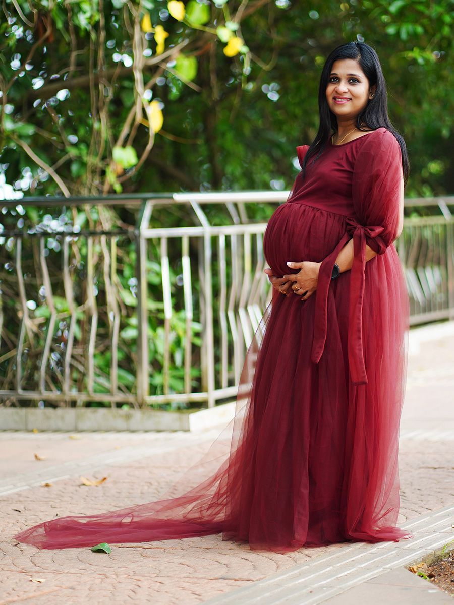Baby Shower Dress Coffee Brown Net